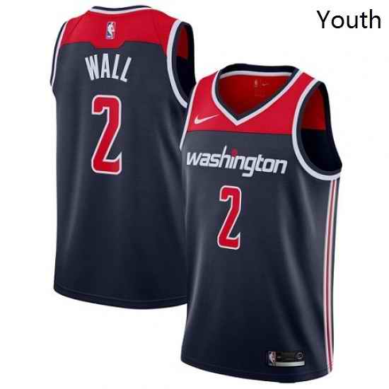 Youth Nike Washington Wizards 2 John Wall Authentic Navy Blue NBA Jersey Statement Edition
